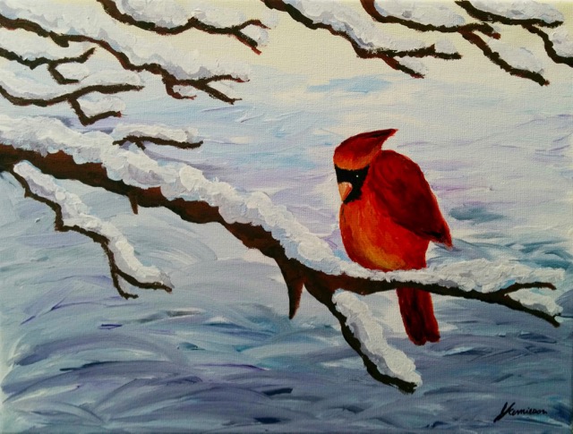 Acrylic Painting - Snowy Cardinal feature image